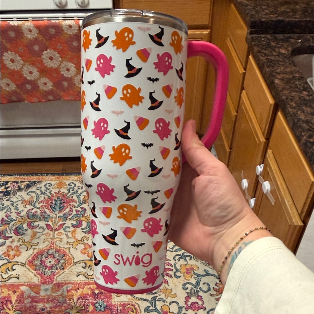 Swig Halloween Tumbler with Pink Handle